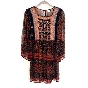 Anthropologie Akemi+Kin Womens Munro Embroidered Beaded Tunic Dress Small Boho